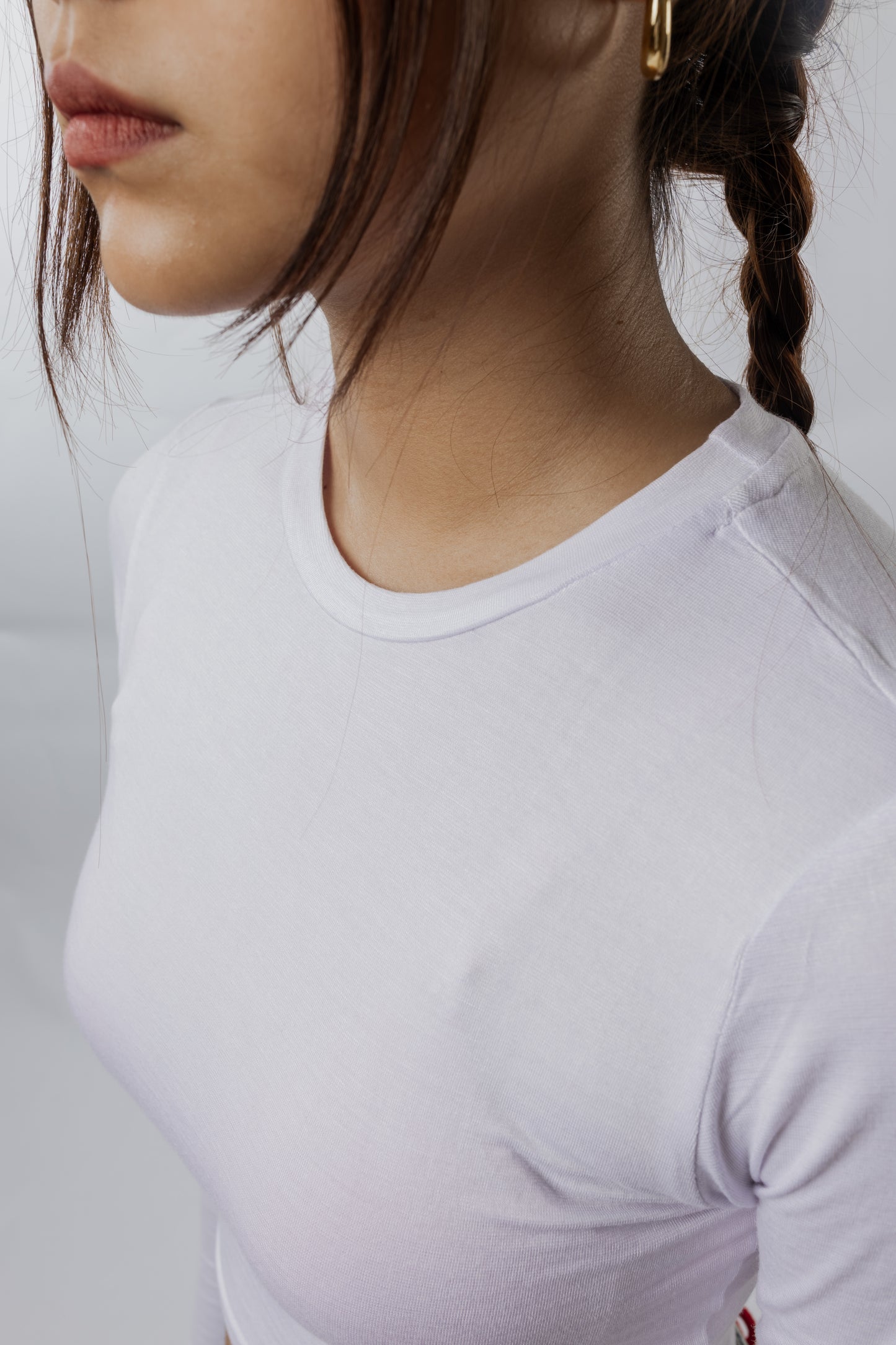 Long Sleeve Crop T-Shirt White