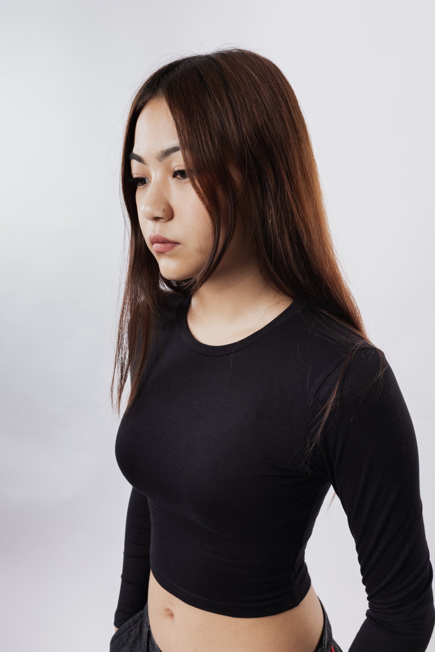 Long Sleeve Crop T-Shirt Black