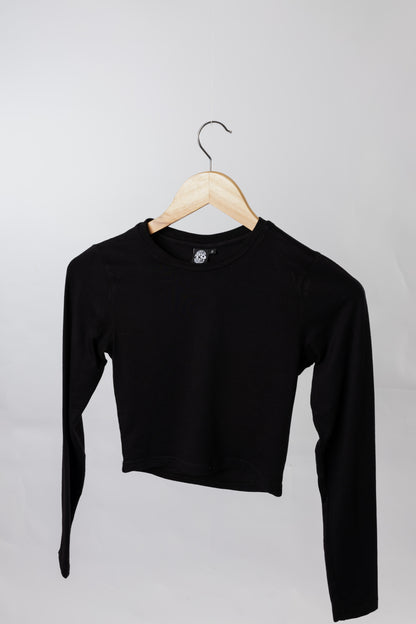 Long Sleeve Crop T-Shirt Black