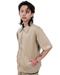 Light Brown Cotton Zip-Up Shirt