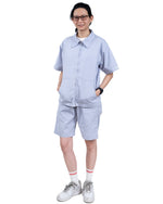 Sky Blue Cotton Zip-Up Shirt