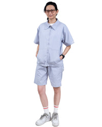 Sky Blue Cotton Zip-Up Shirt