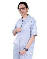 Sky Blue Cotton Zip-Up Shirt